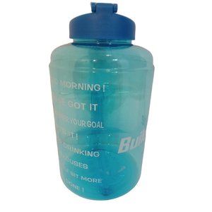 BuildLife Motivational Water Bottle Blue 1 Gallon Time Marked No Straw Twist Top